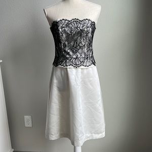 White Dress with Black Lace Details